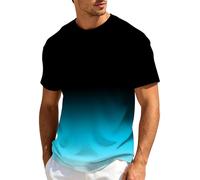 Foweknow T-Shirts Für Herren Sommer Kurzarm Sportshirt Tie-Dye Muster Wandershirt Bequemes Waffel Junge Bekleidung Freizeit Männer Oversize Oberteil Loose Fit Sporthemd Laufshirt