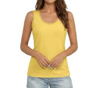 Foweknow Tank Top Damen Unterhemd Baumwolle Ärmellose Bluse Basic Trägershirt Sexy Gerippte Tops U-Ausschnitt Sommer Ärmellose Shirt Cami Oberteile Slim Fit Rückenfreies Blusenshirt Camisole