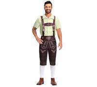 Foweknow Trachtenhose Herren Kurz Lederhose Herren Mit Hosenträger Blumenmuster Stickerei Shorts Bayrisch Outfit Traditionelle Echtlederhose Für Oktoberfest Festlich Trachtenlederhosen