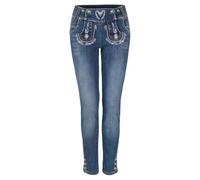 Foweknow Trachtenjeans Damen Trachtenhose Stretch Trachten Jeans Oktoberfest Damen Outfit Bayerisches Trachtenhose High Waist Slim Fit Jeanshose Bequeme Vintage Trachtenmode Denim Hosen
