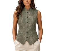 Foweknow Trachtenweste Damen Oktoberfest Ärmellos Trachten Weste Trachtenmode Gilet Große Größen Trachtengilet Elegant Traditionelle Anzugweste Lodenweste Edel Festanzug Hochzeit Musik