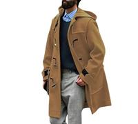 Foweknow Trenchcoat Herren Lang Übergangsjacke Bequeme Wollmantel Modische Trendings Wintermantel Regular Fit Winddicht Windbreaker Business Arbeitsjacke Outdoorjacke Mit Hornknopf