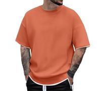 Foweknow Tshirt Herren Oversize Fake Zweiteiler Oberteil Baggy Y2K Hip Hop Kurzarmshirt Streetstyle Große Größen Sommershirt Teenager Jungen Streetwear Atmungsaktiv Leichte Freizeitshirt