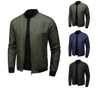 Foweknow Übergangsjacke Herren Leichte Sommerjacke Bomberjacke Herren Frühlings Jacke Dünne Blouson Jacken Casual Freizeitjacke Langarm Stehkragen Pilotenjacke Softshelljacke Windjacke