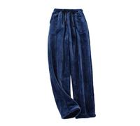 Foweknow Winterhose Herren Warm Plüschhose Elastische Taille Flanell Hose Bequeme Schlafanzughose Freizeithose Regular Fit Loungehose Große Größen Jogginghose Dicker Chino Hose