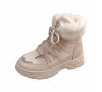 Foweknow Winterstiefel Damen Gefüttert Wasserdicht Kurzschaft Stiefel Winter Sneakers Mit Plattform Erhöhter Oberschuhhöhe Flauschiger Innenfutter Schnürsenkel Winterboots Elegant Warme Stiefeletten