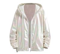 Fowjknww Bomberjacke Herren Glänzende Sonnenschutzkleidung Buiness Stilvolle Cardgigan Baumwolle Farbverlauf Einfachheit Sportbekleidung Dünne Regenbogen Metallischen Trainingsjacke