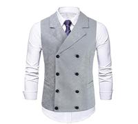 Fowjknww Herren Anzugweste Einfarbig Zweireihig Revers Ärmellos Weste Casual Business Doppelreihige Slim Kleidung Für Männer Hochzeit Bräutigam Gastgeber Modische Kostüm