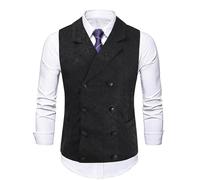 Fowjknww Herren Anzugweste Einfarbig Zweireihig Revers Ärmellos Weste Casual Business Doppelreihige Slim Kleidung Für Männer Hochzeit Bräutigam Gastgeber Modische Kostüm