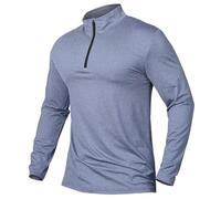 Fowjknww Langarmshirt Herren Leichte Atmungsaktive Funktionsshirt Für Wandern Und Outdoor Sport Gym Lässiges Weicher Komfort Normale Passform Kostüm Mit Reißverschluss