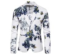 Fowjknww Sakko Herren Slim Fit Blazer Blumen Muster Bunt Anzugjacke Sportlich Business Outwear Lässig Modische Smoking Jacke Abendessen Hochzeit Party Abschlussball Anzugsakko