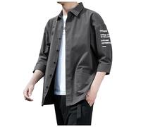 Fowjknww Sommerhemd Herren Langarm 3/4 Ärmellänge Hemdjacke Komfortable Zip Up Sportjacke Einfarbige Weiche Windjacke Leichtes Sommerjacke Freizeithemd Männer Casual Trainingsjacke