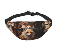 Fox and Flowers Travel Fashion Waist Bag, Suitable for Sports, Running, Cycling, Traveling, Fishing Boys Large Crossbody Waist Bag,