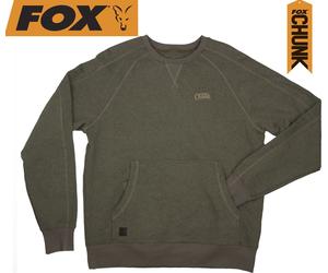 Fox Chunk Crew Pouch Sweatshirt Green Marl Pullover M