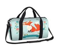 Fox Flower Sporttasche mit Fuchs-Blumenmuster, Wochenende, Übernachtungstasche, lässige Tragetasche, Reisetasche, Reisetasche, für Kinder, Mädchen, Jungen, Damen, Herren