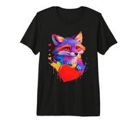Fox Shirt - Bunte Kopf Fuchs Herz Grafik Premium T-Shirt