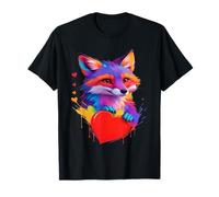 Fox Shirt - Bunte Kopf Fuchs Herz Grafik T-Shirt