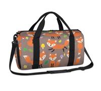 Fox Sporttasche, Motiv: Pilzblätter, Fuchs, Wochenende, Übernachtung, lässige Tragetasche, Reisetasche, Reisetasche, Reisetasche, für Kinder, Mädchen, Jungen, Damen, Herren
