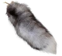 Fox Tail 15, 75 -Zoll -Tierschwanz zotteligen Kunstfell Realistischer Fuchs Schlüsselbund Dekorative Therian für Handtasche Rucksack Cosplay Silber, Schlüsselbund, Fauxpel