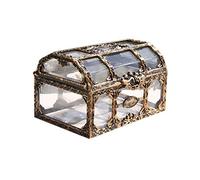 Foxlove Mini-Schmuckbox Schmuckschatulle Aus Metall Und Glas Schmuckbox Terrarium Retro Deco Schmuck Metall Gold Messing Farbe Piraten Schmuck Aufbewahrungsbox Veranstalter