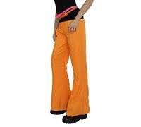 Foxxeo orange 70er 80er Jahre Disco Party Schlaghose für Damen Schlager Star Größe M
