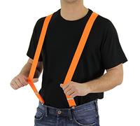 Foxxeo orange Hosenträger für Damen und Herren für 80er Jahre Motto-Party Karneval und Fasching neon