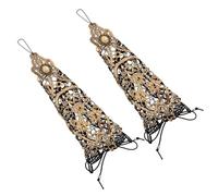 FOYTOKI 2 Stück Fingerlose Spitzenhandschuhe Damen Vintage Bronziert mit Floraler Spitze und Perlenarmband Steampunk Gothic Accessoire für Halloween Hochzeit