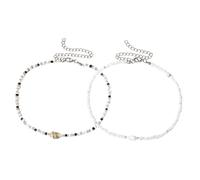 FOYTOKI 2 Stück Verstellbare Perlen halsketten mit Bunten Muscheln Handgefertigte Boho choker Strand schmuck für Damen und Mädchen Farbenfrohe Party accessoires
