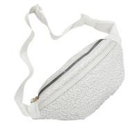 FOYTOKI Damen Gürteltasche aus Plüsch mit Verstellbarem Schultergurt und Weichem Griff Modische Bauchtasche für Workout Laufen und Freizeit in Schlichtem Weiß aus Polyester