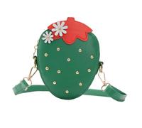 FOYTOKI Niedliche Pu Erdbeer Münzbeutel Umhängetasche für Mädchen mit Verstellbarem Riemen Kleine Grüne Tasche als Geschenk für Kinder und Reise
