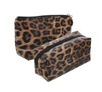 FOYTOKI Schminktasche Im 2 Stück Mit Leopardenmuster Strapazierfähiges Pu 21x12,5cm Multifunktional Für Unterwegs