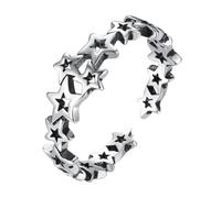 FOYTOKI Stilvoller Ring mit Fünfzackigem Stern aus Kupfer Silberfarben Verstellbar für Mädchen als Tägliche Schmuckdekoration und Selfie Requisite