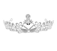 FOYTOKI Strass Tiara Schwanenkrone Brautkrone Silber Alloy Brautschmuck für Hochzeit und Festliche Anlässe Zufällige Farbe Zufällige Farbe