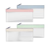 Fozriybefy 4 Stück Geldbeutel mit Reißverschluss, Bargeldumschläge, Geldbeutel, Durchsichtige Bankeinzahlungsbeutel, Bankbeutel, Bargeldbeutel, Münzbeutel, Langlebig