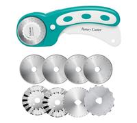 Fozriybefy 45-Mm-Rollschneider zum Rollen Von Stoffen, Stoffschneider, Häkelkanten-Übersprungsklinge, Perforieren + 8 Stück Rotationsklingen, 1 Satz