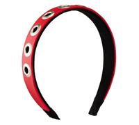 Fpbiagoq Einzigartiges Teufelshörner Punk Stirnband Aus PU Leder Mit Metalldetails Halloween Cosplay Kopfbedeckung Für Musikfestivals Und Veranstaltungen. Nieten Haarreifen