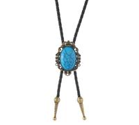 [Fpbiagoq] Verstellbare Lederkordel Western Boroti Riss Türkis Halskette Anhänger Halskette Schmuck Rodeo Party Events Türkis Bolo Halskette