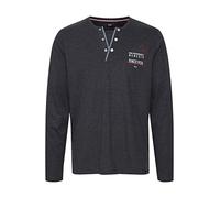 FQ1924 FQRolf Herren Longsleeve Langarmshirt Shirt mit Print und Henley-Ausschnitt aus 100% Baumwolle, Größe:L, Farbe:Charcoal Mix (200278)