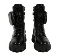 FQLGJMY Frauen Plattform Spitze-Up Kampfstiefel Runde geschlossene Zehe niedrigen Absatz Knöchel Kurze Stiefel mit Tasche Mid-Absatz Dicke Sohle Punk Motorrad Herbst Winter Stiefel