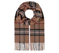 FRAAS Herren-Schal kariert aus reinem Cashmink® - 30 x 180 cm - Perfekt für Herbst & Winter - Feiner als Cashmere - Plaid Fransenschal - Made in Germany Camel