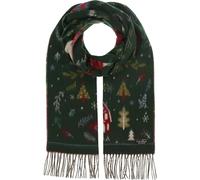 FRAAS Cashmink Weihnachtsschal - warmer Schal mit Nikolaus-Motiv für Damen und Herren - 35 x 200 cm - Made in Germany Antique Green