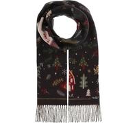 FRAAS Cashmink Weihnachtsschal - warmer Schal mit Nikolaus-Motiv für Damen und Herren - 35 x 200 cm - Made in Germany Navy