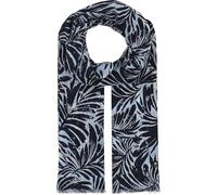 FRAAS | Damen Schal aus Baumwolle | Palmenblatt Print tropisch | Sommer | 50 x 180 cm True Blue