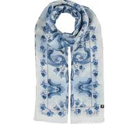 FRAAS | Damen Schal | Mosaik Ornament Fliesen-Design | Hanf Baumwolle | 58 x 180 cm True Blue