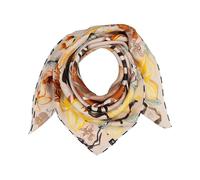 FRAAS | Damen Seidentuch 88 x 88 cm | Einhorn Zebra Affe Tukan Blumen | 100 Prozent Seide Greige