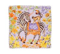 FRAAS | Damen Seidentuch 88 x 88 cm | Einhorn Zebra Affe Tukan Blumen | 100 Prozent Seide Smoky Grape
