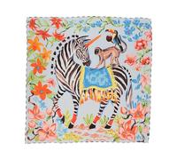 FRAAS | Damen Seidentuch 88 x 88 cm | Einhorn Zebra Affe Tukan Blumen | 100 Prozent Seide True Blue