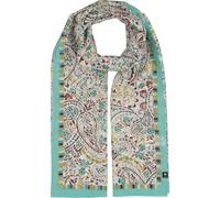 FRAAS Damenschal Paisley Seidenmischung | Rahmen Streifen | 65 x 180 cm | 70% Baumwolle 30% Seide Powder Mint