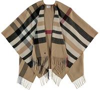 FRAAS Poncho 130 x 150 cm - Ruana kariert aus reinem Polyacryl - Für Damen - Perfekt fürs ganze Jahr Latte