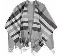 FRAAS Poncho 130 x 150 cm - Ruana kariert aus reinem Polyacryl - Für Damen - Perfekt fürs ganze Jahr Light Grey